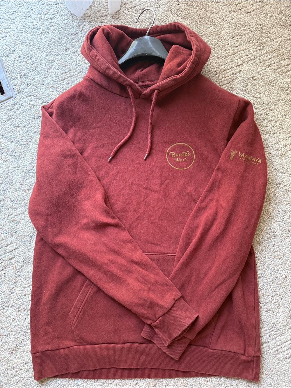 Brixton Maroon Hooded Sweatshirt with Gold Logos